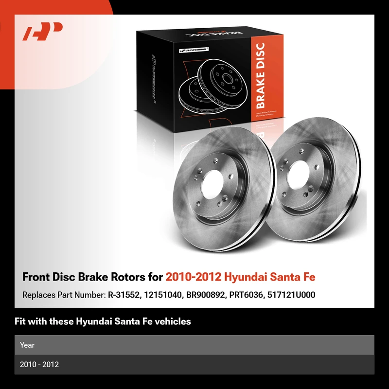 Front Disc Brake Rotors for 2010-2012 Hyundai Santa Fe