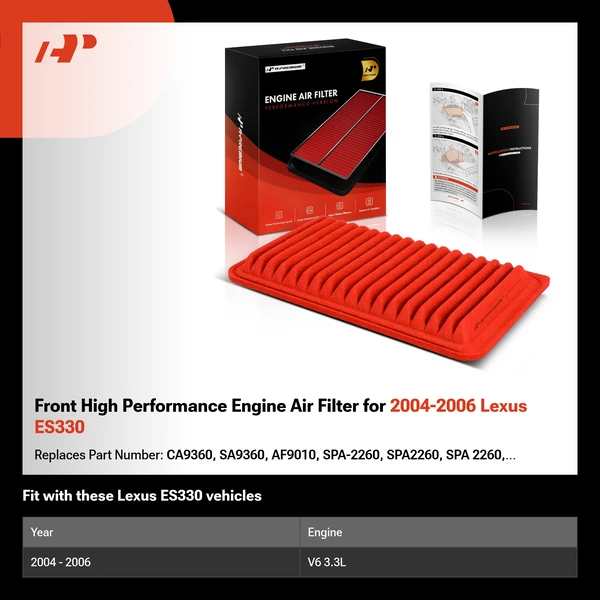 Front High Performance Engine Air Filter for 2004-2006 Lexus ES330