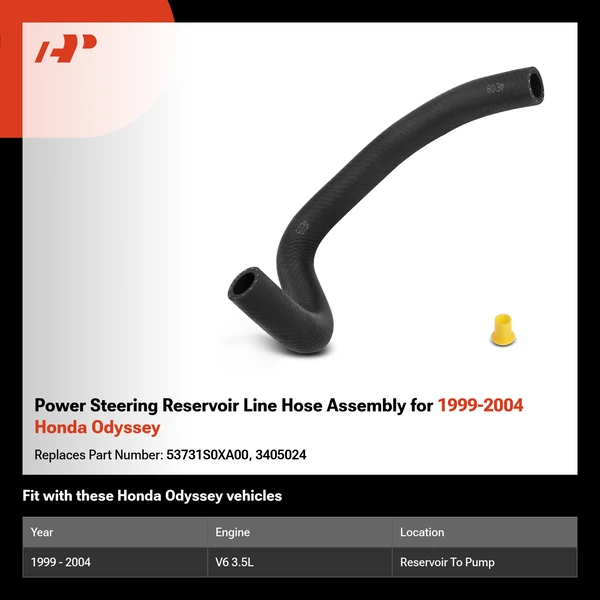 Power Steering Reservoir Line Hose Assembly for 1999-2004 Honda Odyssey