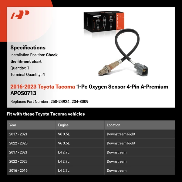 2016-2023 Toyota Tacoma 1-Pc Oxygen Sensor 4-Pin A-Premium APOS0713