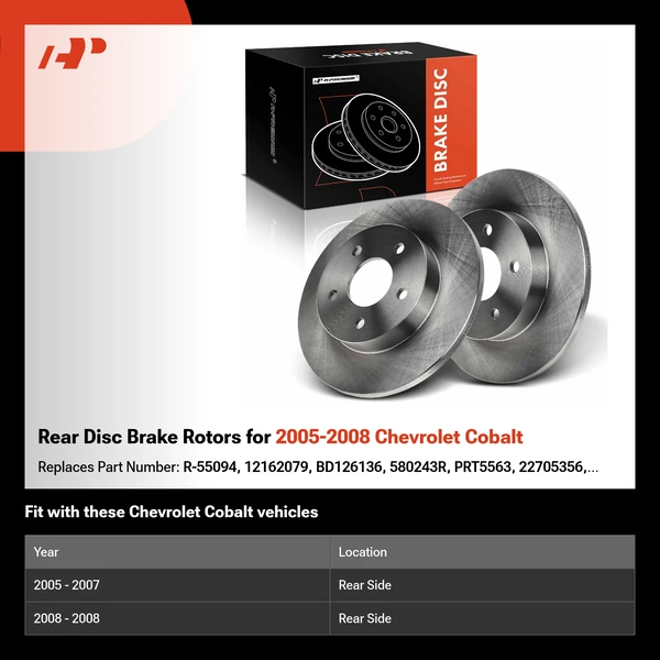 Rear Disc Brake Rotors for 2005-2008 Chevrolet Cobalt