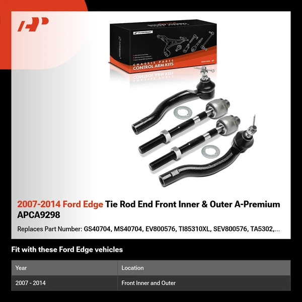 2007-2014 Ford Edge Tie Rod End Front Inner & Outer A-Premium APCA9298