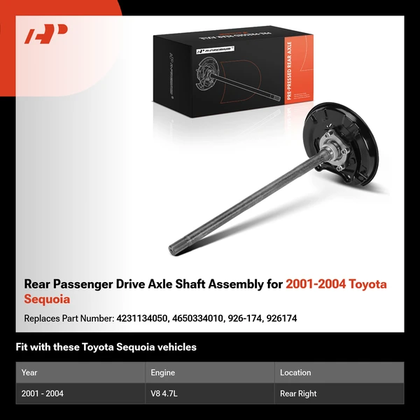 Rear Passenger Drive Axle Shaft Assembly for 2001-2004 Toyota Sequoia