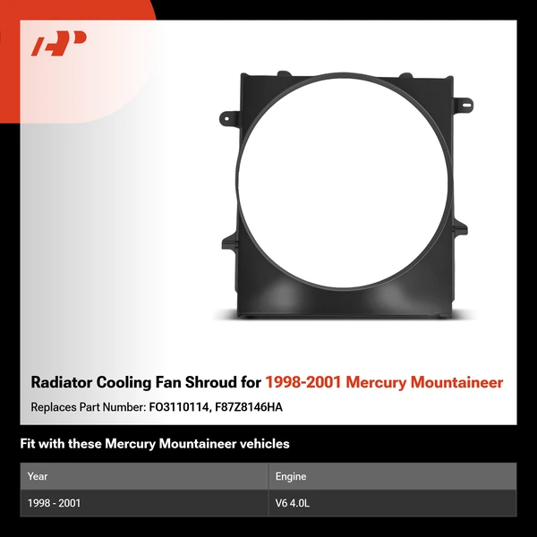 Radiator Cooling Fan Shroud for 1998-2001 Mercury Mountaineer