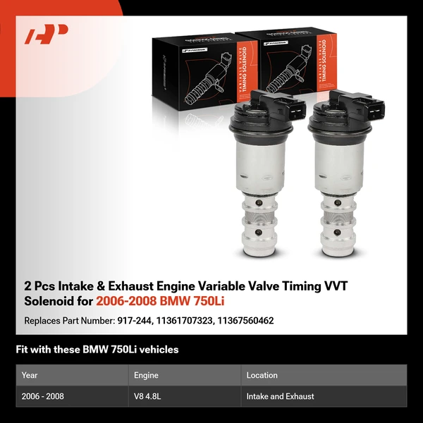 2 Pcs Intake & Exhaust Engine Variable Valve Timing VVT Solenoid for 2006-2008 BMW 750Li
