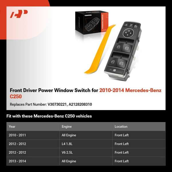 Front Driver Power Window Switch for 2010-2014 Mercedes-Benz C250