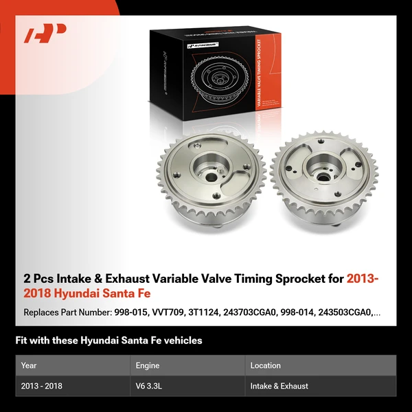 2 Pcs Intake & Exhaust Variable Valve Timing Sprocket for 2013-2018 Hyundai Santa Fe