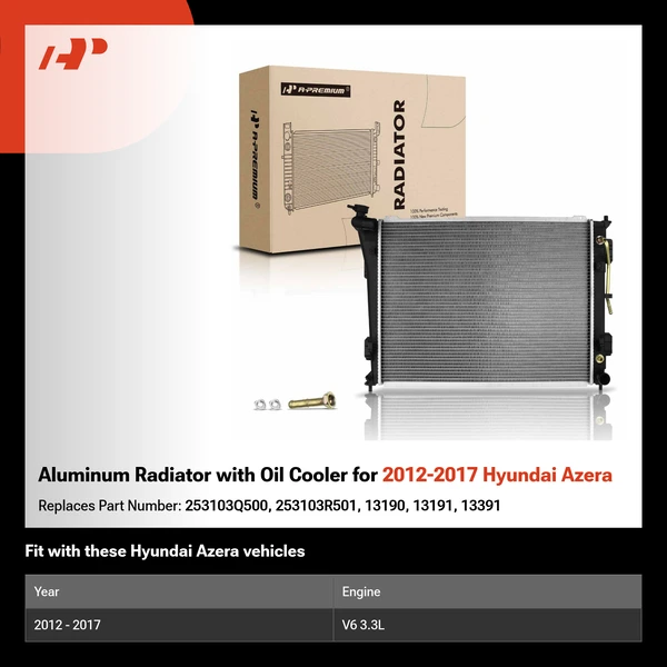 Aluminum Radiator with Oil Cooler for 2012-2017 Hyundai Azera