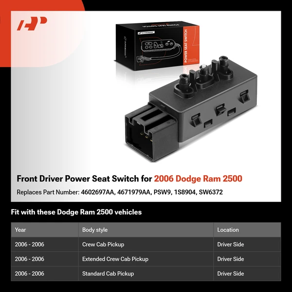 Front Driver Power Seat Switch for 2006 Dodge Ram 2500