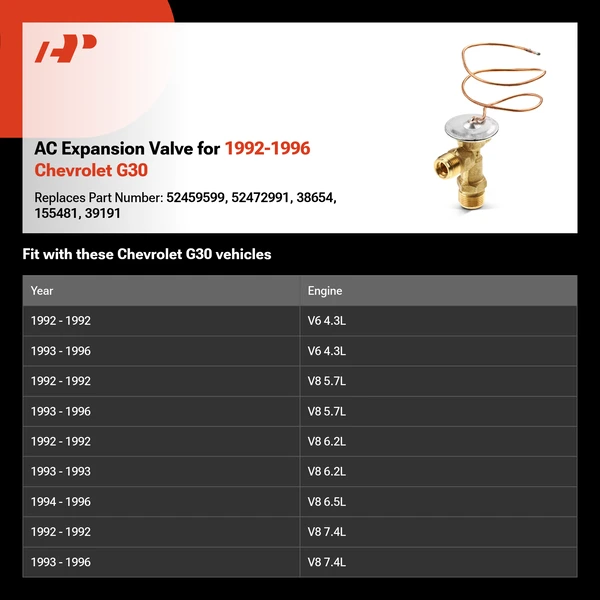 AC Expansion Valve for 1992-1996 Chevrolet G30