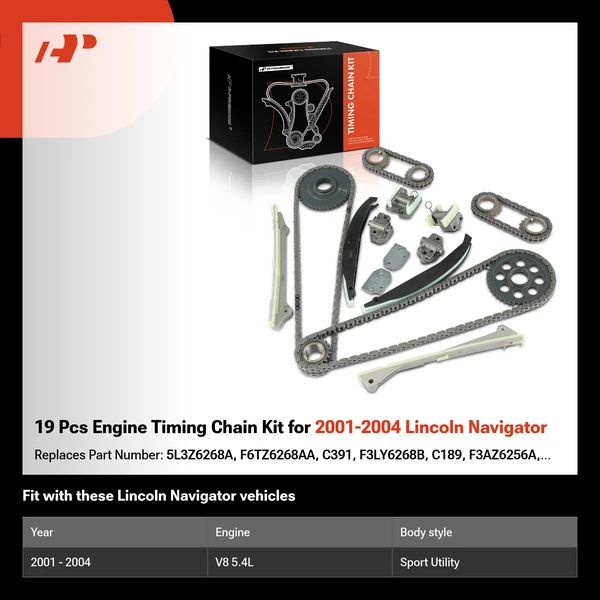 19 Pcs Engine Timing Chain Kit for 2001-2004 Lincoln Navigator