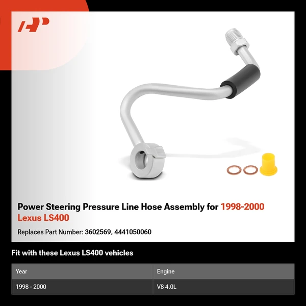 Power Steering Pressure Line Hose Assembly for 1998-2000 Lexus LS400