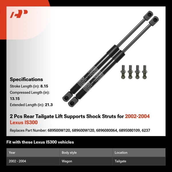 2 Pcs Rear Tailgate Lift Supports Shock Struts for 2002-2004 Lexus IS300