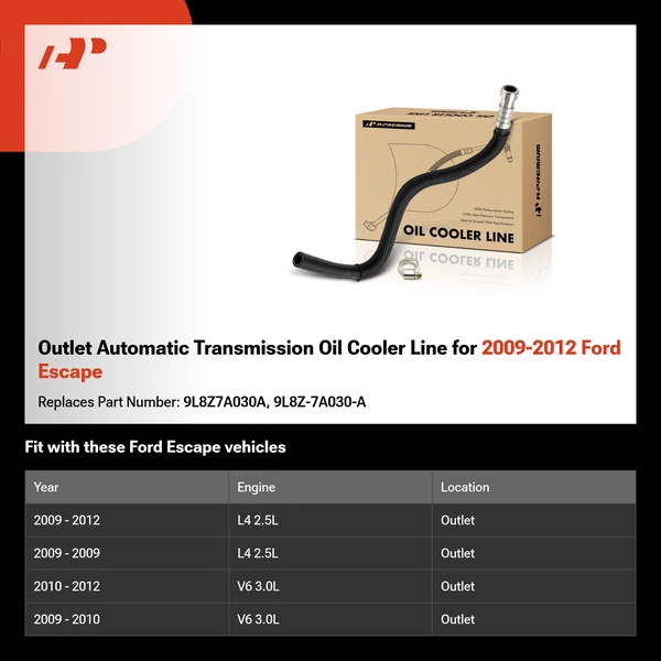 Outlet Automatic Transmission Oil Cooler Line for 2009-2012 Ford Escape
