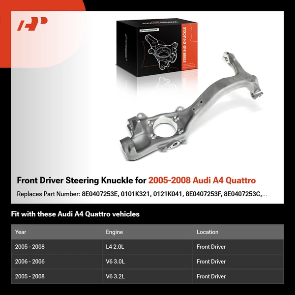 Front Driver Steering Knuckle for 2005-2008 Audi A4 Quattro