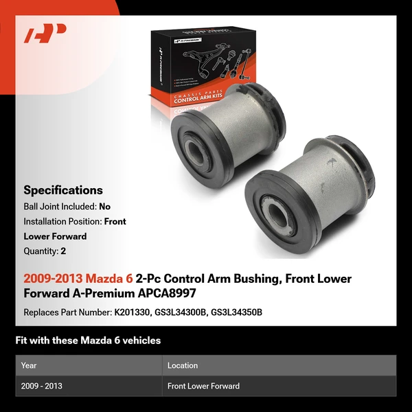 2009-2013 Mazda 6 2-Pc Control Arm Bushing, Front Lower Forward A-Premium APCA8997