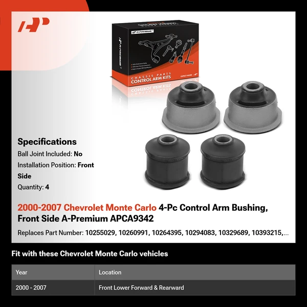 2000-2007 Chevrolet Monte Carlo 4-Pc Control Arm Bushing, Front Side A-Premium APCA9342
