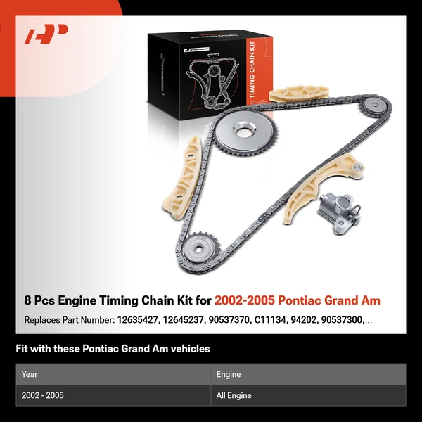 8 Pcs Engine Timing Chain Kit for 2002-2005 Pontiac Grand Am