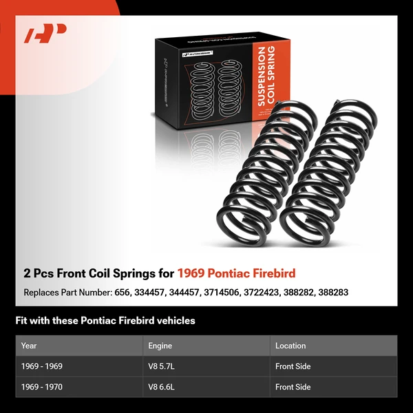 2 Pcs Front Coil Springs for 1969 Pontiac Firebird