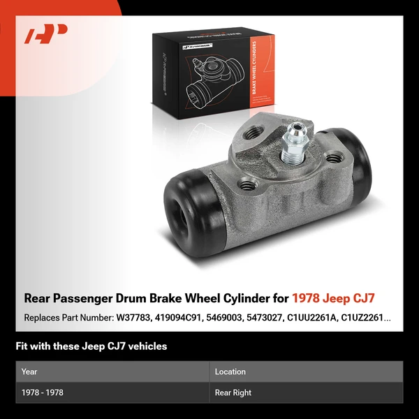 Rear Passenger Drum Brake Wheel Cylinder for 1978 Jeep CJ7