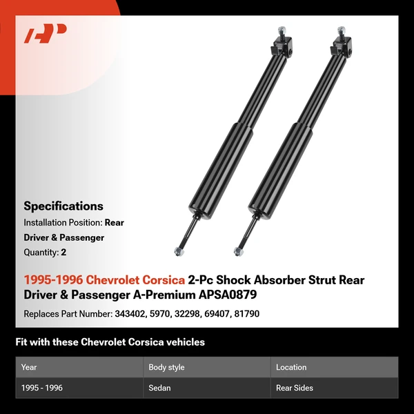 1995-1996 Chevrolet Corsica 2-Pc Shock Absorber Strut Rear Driver & Passenger A-Premium APSA0879
