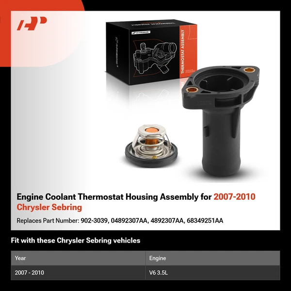 Engine Coolant Thermostat Housing Assembly for 2007-2010 Chrysler Sebring
