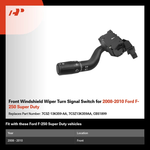 Front Windshield Wiper Turn Signal Switch for 2008-2010 Ford F-250 Super Duty