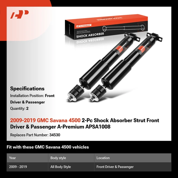 2009-2019 GMC Savana 4500 2-Pc Shock Absorber Strut Front Driver & Passenger A-Premium APSA1008