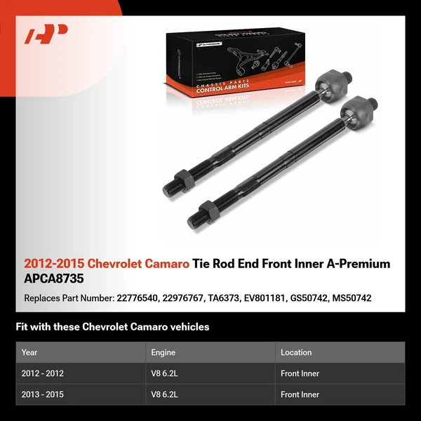 2012-2015 Chevrolet Camaro Tie Rod End Front Inner A-Premium APCA8735