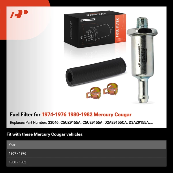 Fuel Filter for 1974-1976 1980-1982 Mercury Cougar