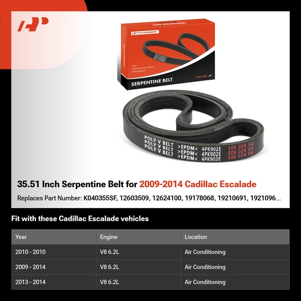 35.51 Inch Serpentine Belt for 2009-2014 Cadillac Escalade