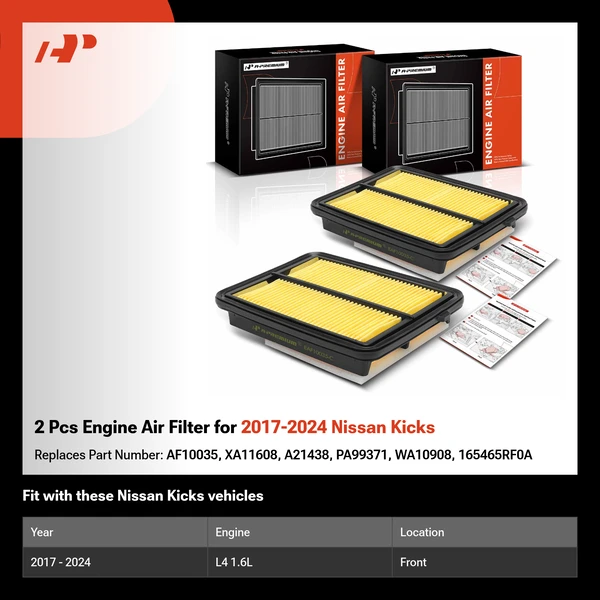 2 Pcs Engine Air Filter for 2017-2024 Nissan Kicks