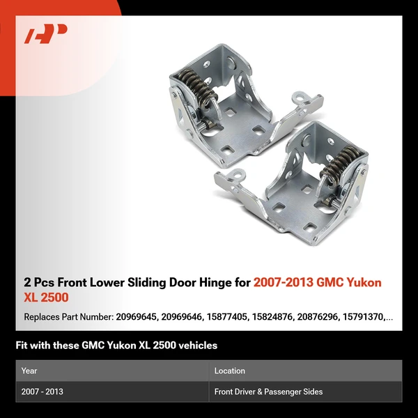 2 Pcs Front Lower Sliding Door Hinge for 2007-2013 GMC Yukon XL 2500