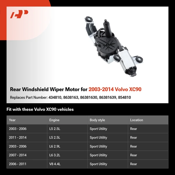 Rear Windshield Wiper Motor for 2003-2014 Volvo XC90