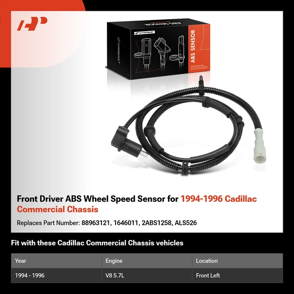 Front Driver ABS Wheel Speed Sensor for 1994-1996 Cadillac Commercial Chassis