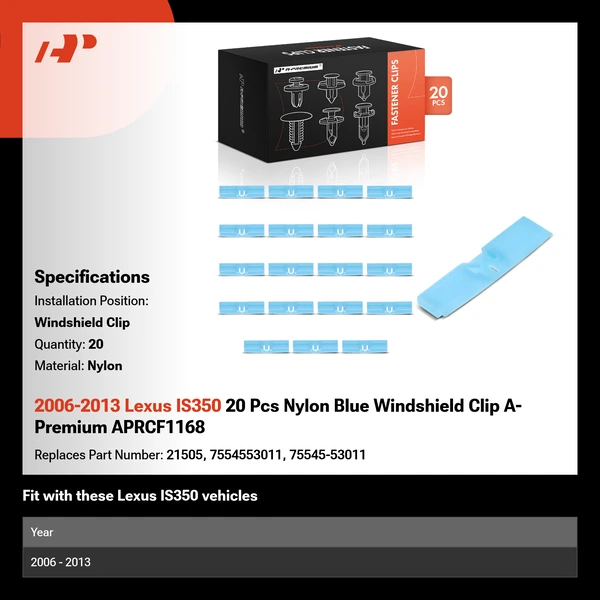 2006-2013 Lexus IS350 20 Pcs Nylon Blue Windshield Clip A-Premium APRCF1168
