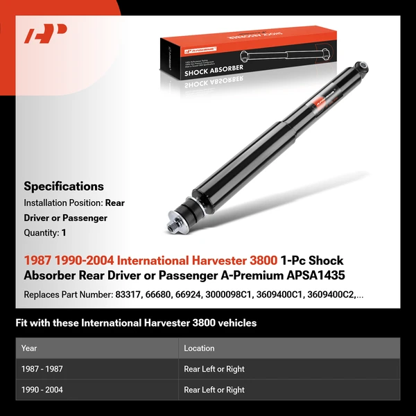 1987 1990-2004 International Harvester 3800 1-Pc Shock Absorber Rear Driver or Passenger A-Premium APSA1435