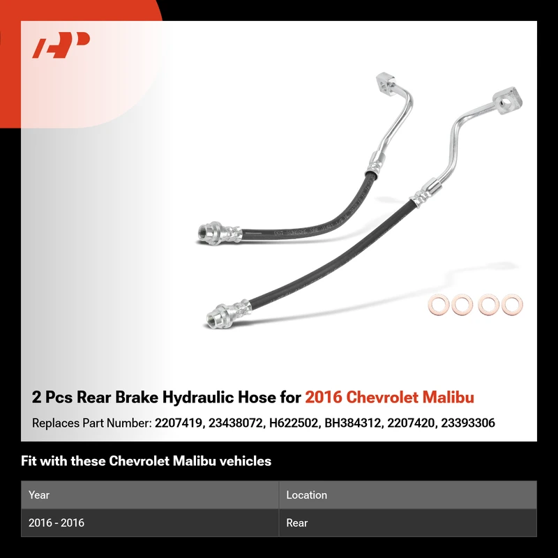 2 Pcs Rear Brake Hydraulic Hose for 2016 Chevrolet Malibu