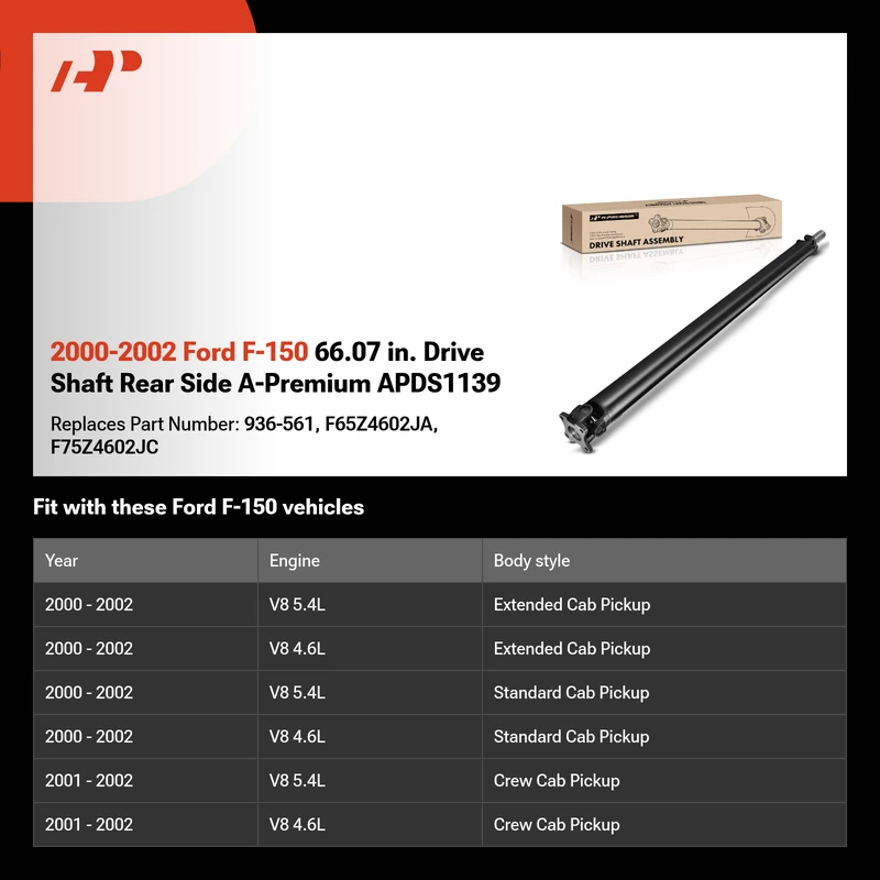 2000-2002 Ford F-150 66.07 in. Drive Shaft Rear Side A-Premium APDS1139