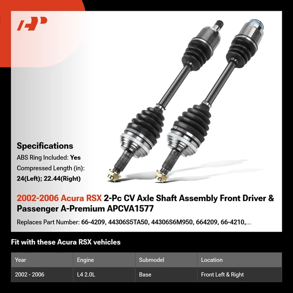 2002-2006 Acura RSX 2-Pc CV Axle Shaft Assembly Front Driver & Passenger A-Premium APCVA1577