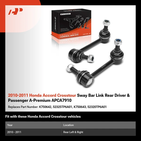 2010-2011 Honda Accord Crosstour Sway Bar Link Rear Driver & Passenger A-Premium APCA7910
