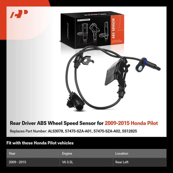 Rear Driver ABS Wheel Speed Sensor for 2009-2015 Honda Pilot