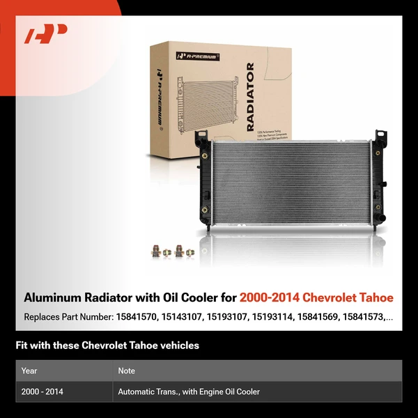 Aluminum Radiator with Oil Cooler for 2000-2014 Chevrolet Tahoe