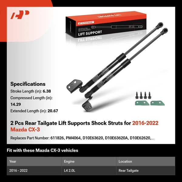 2 Pcs Rear Tailgate Lift Supports Shock Struts for 2016-2022 Mazda CX-3