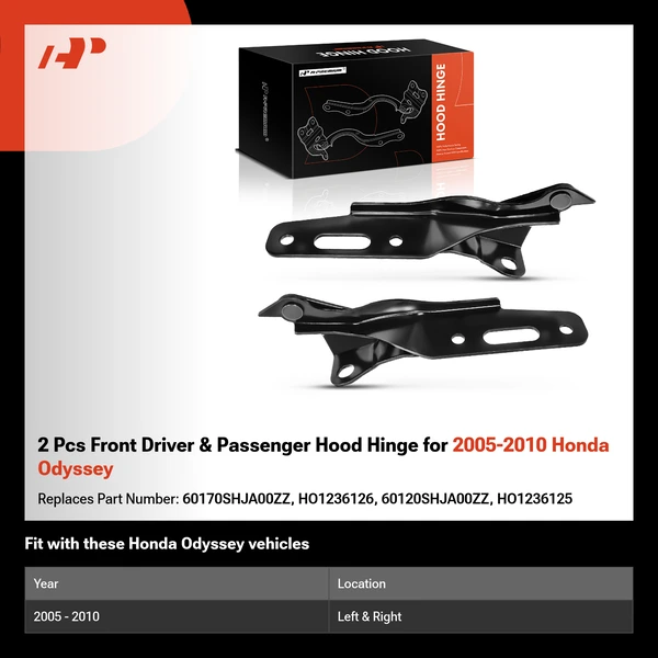 2 Pcs Front Driver & Passenger Hood Hinge for 2005-2010 Honda Odyssey