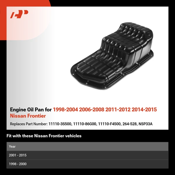 Engine Oil Pan for 1998-2004 2006-2008 2011-2012 2014-2015 Nissan Frontier