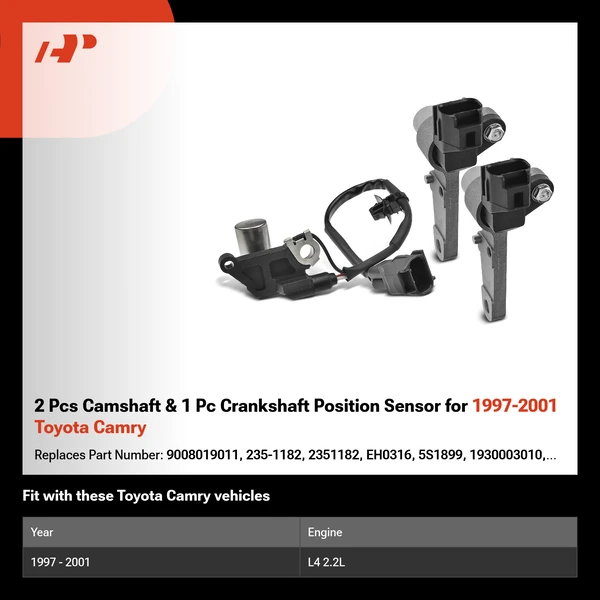 2 Pcs Camshaft & 1 Pc Crankshaft Position Sensor for 1997-2001 Toyota Camry