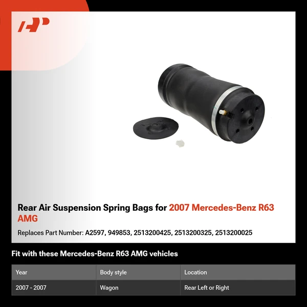 Rear Air Suspension Spring Bags for 2007 Mercedes-Benz R63 AMG