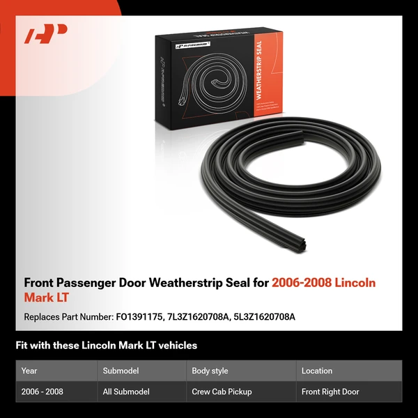 Front Passenger Door Weatherstrip Seal for 2006-2008 Lincoln Mark LT