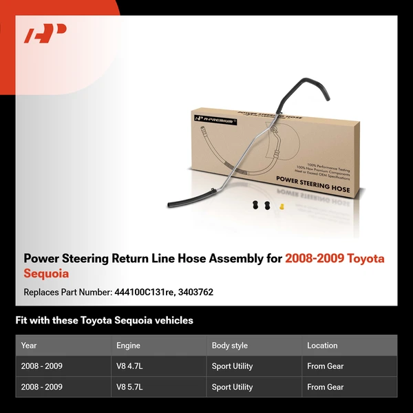 Power Steering Return Line Hose Assembly for 2008-2009 Toyota Sequoia